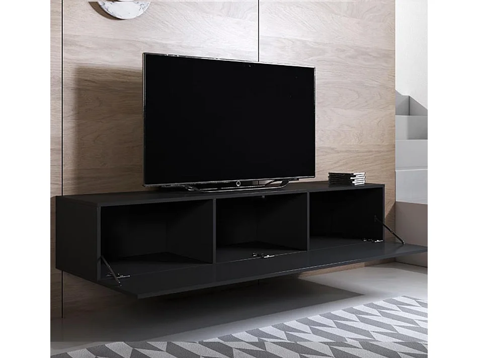 Mueble TV para Salón comedor en Negro 160x40x30cm Luke H2