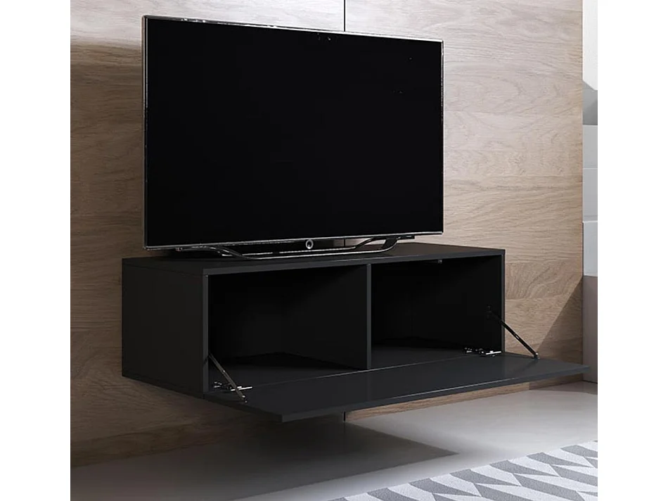 Meuble TV pour Salon Salle à manger en Noir 100x40x30cm Luke H1