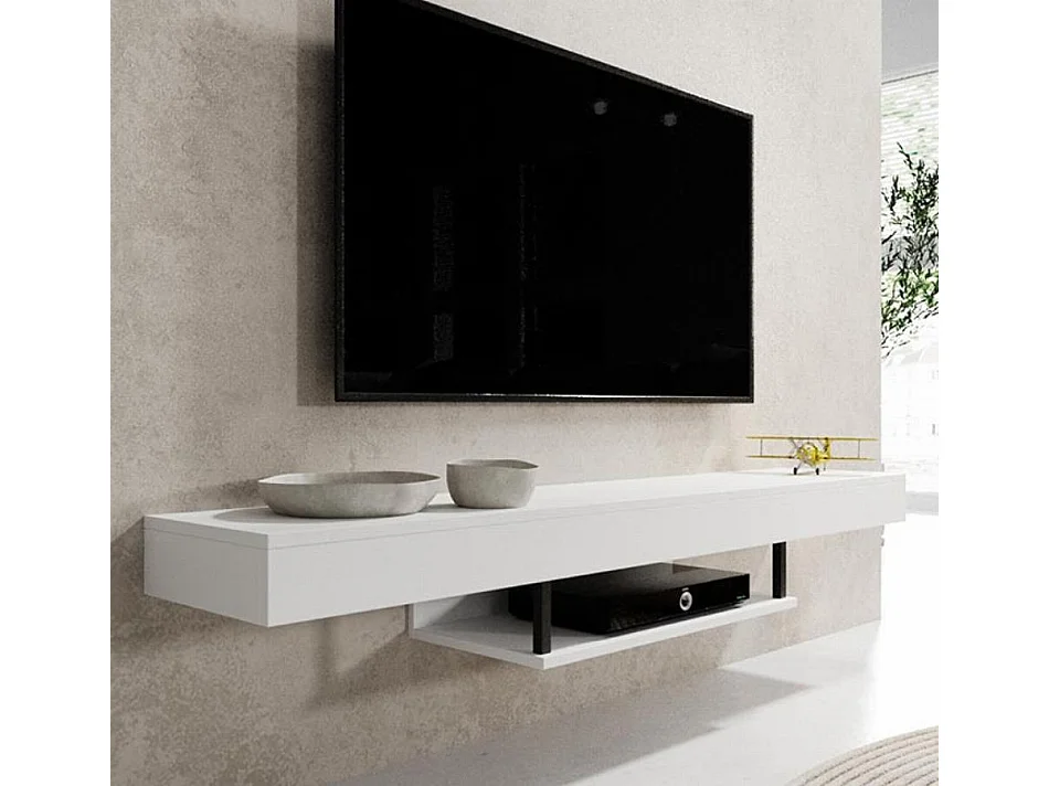 Mueble TV colgante para Salón comedor en Blanco 150x29,6x22cm Aydin