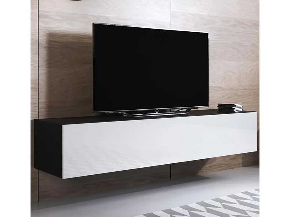 Meuble TV pour Salon Salle à manger en Noir et Blanc 160x40x30cm Luke H2