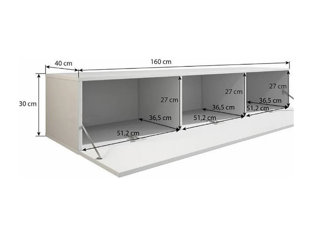 Mueble TV para Salón comedor en Negro y Blanco 160x40x30cm Luke H2