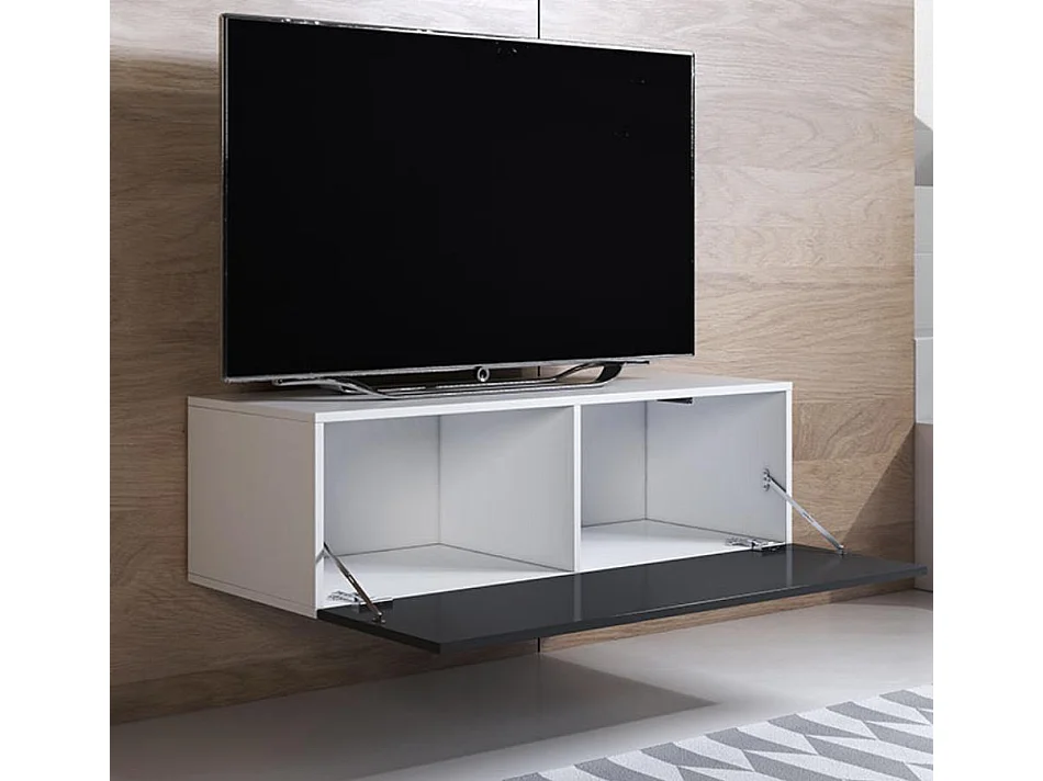 Mueble TV para Salón comedor en Blanco y Negro 100x40x30cm Luke H1