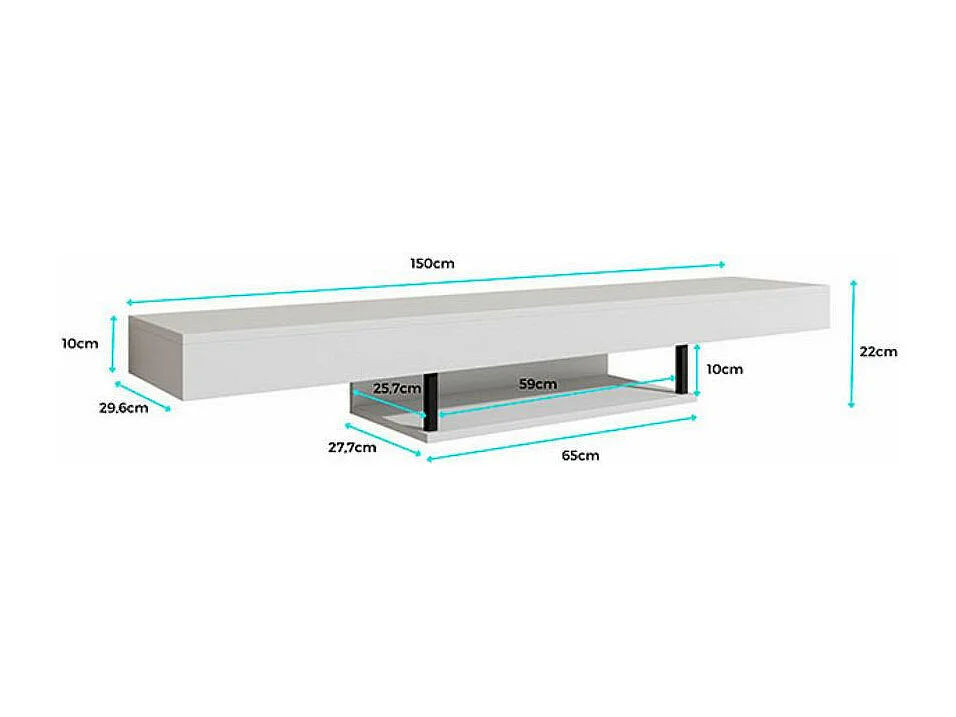 Mueble TV colgante para Salón comedor en Safir 150x29,6x22cm Aydin