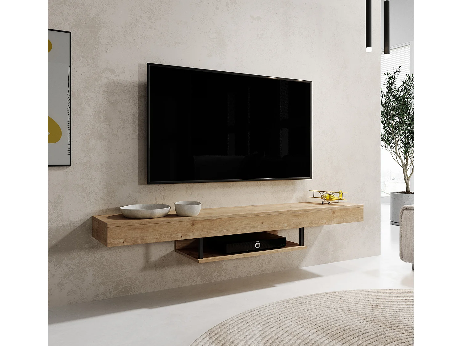 Mueble TV colgante para Salón comedor en Safir 150x29,6x22cm Aydin