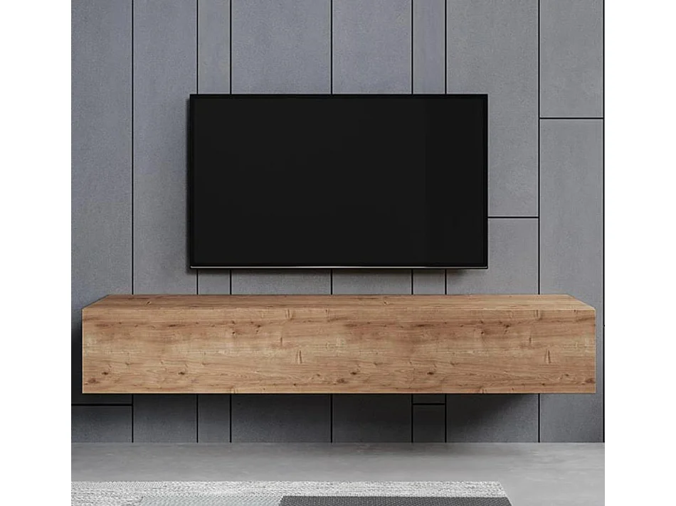 Meuble TV suspendu pour Salon Salle à manger en Coleur Chêne 180x40x30cm Aitana M2