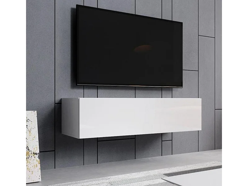 Meuble TV suspendu pour Salon Salle à manger en Blanc 120x40x30cm Aitana M1