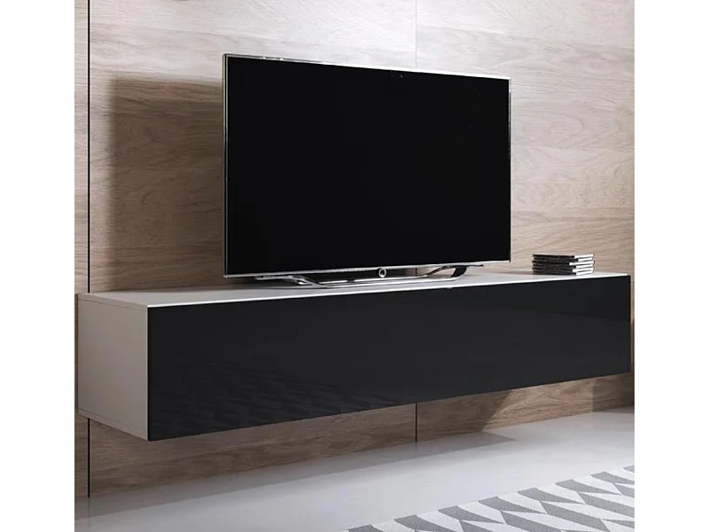 Mueble TV para Salón comedor en Blanco y Negro 160x40x30cm Luke H2