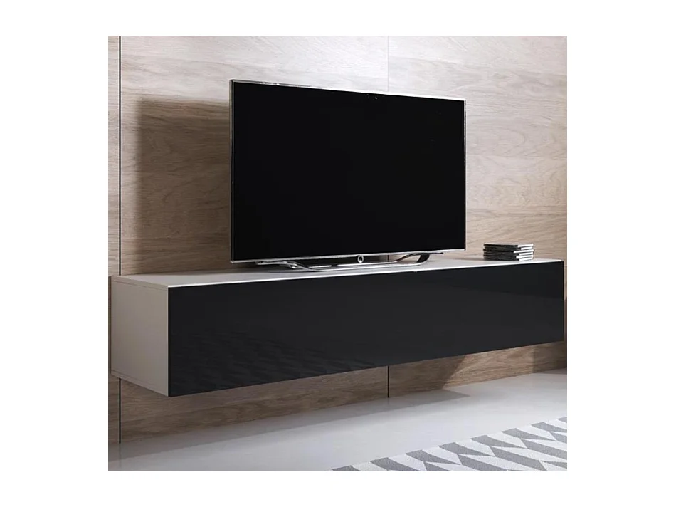 Mueble TV para Salón comedor en Blanco y Negro 160x40x30cm Luke H2