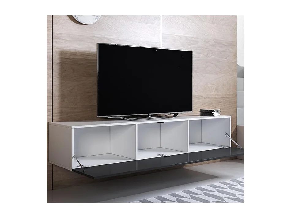Mueble TV para Salón comedor en Blanco y Negro 160x40x30cm Luke H2
