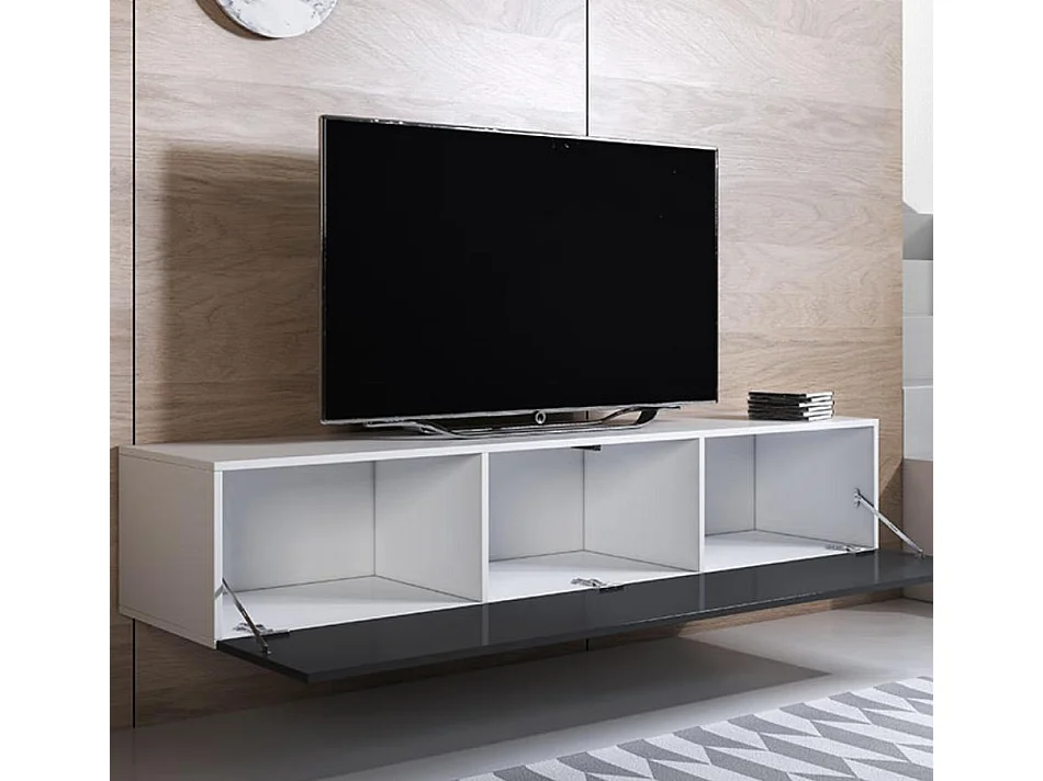 Mueble TV para Salón comedor en Blanco y Negro 160x40x30cm Luke H2