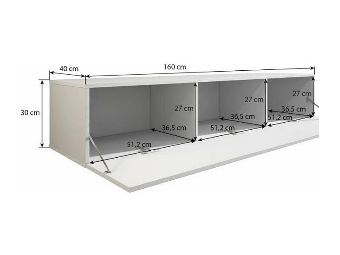 Mueble TV para Salón comedor en Blanco y Negro 160x40x30cm Luke H2