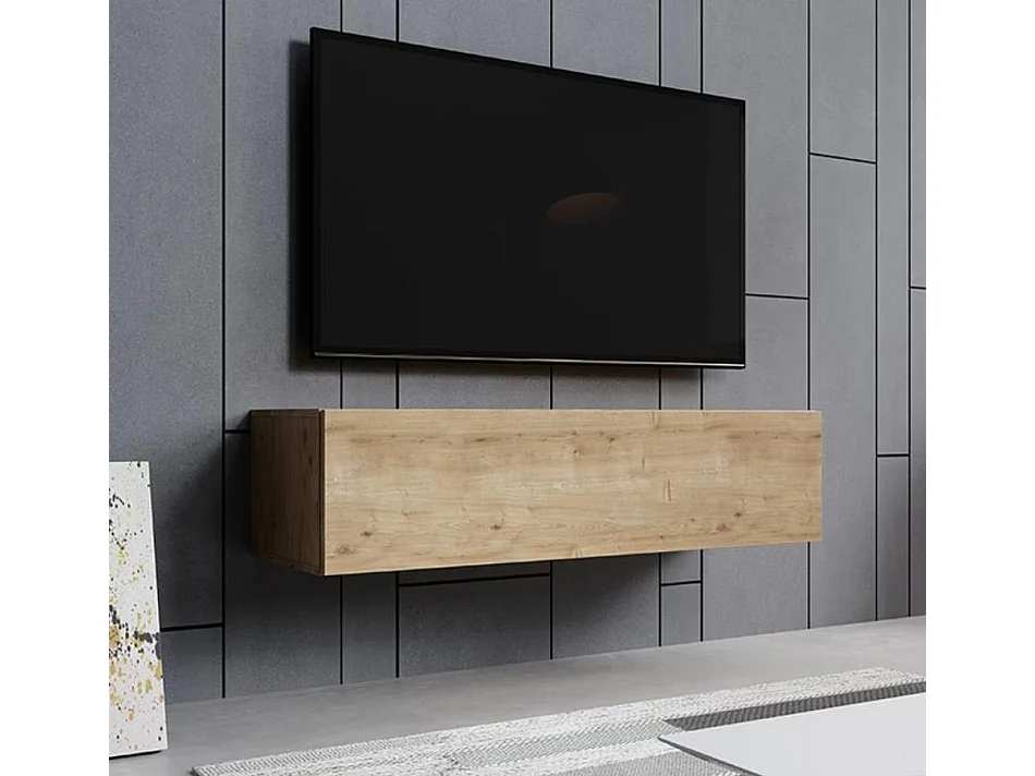 Meuble TV suspendu pour Salon Salle à manger en Coleur Chêne 120x40x30cm Aitana M1