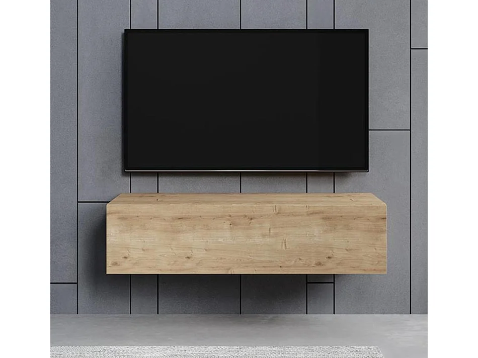 Meuble TV suspendu pour Salon Salle à manger en Coleur Chêne 120x40x30cm Aitana M1
