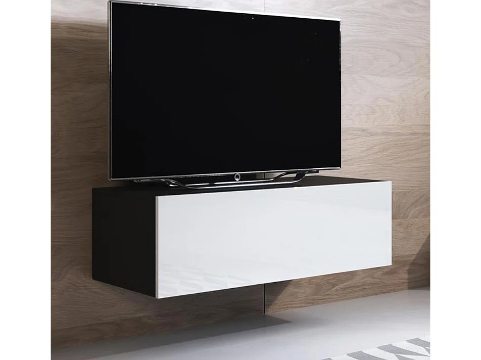 Meuble TV pour Salon Salle à manger en Noir et Blanc 100x40x30cm Luke H1