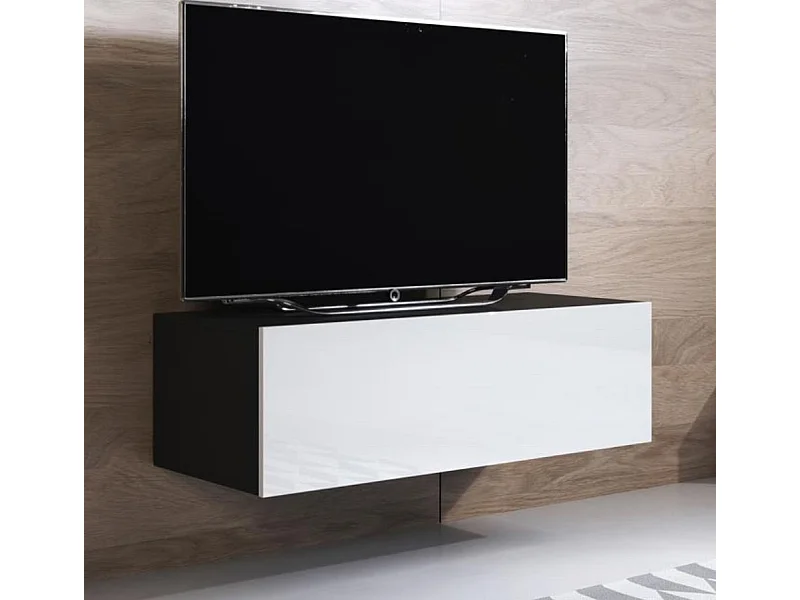 Meuble TV pour Salon Salle à manger en Noir et Blanc 100x40x30cm Luke H1