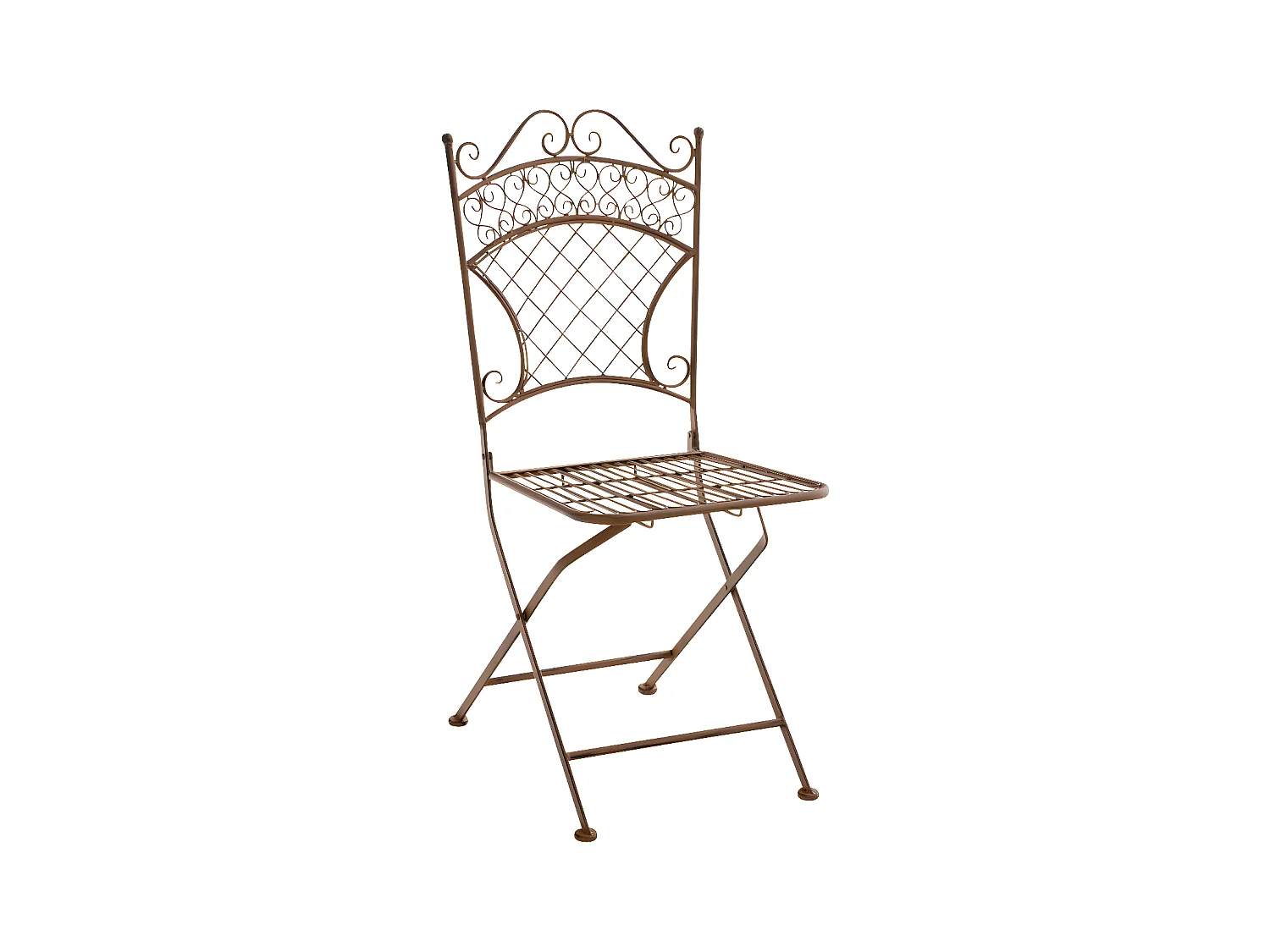 Silla de jardín exterior balcon terraza plegable metal marrón envejecido M10_002548