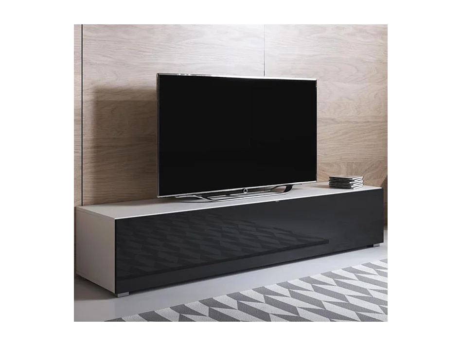 Meuble TV pour Salon Salle à manger en Blanc et Noir 160x40x32cm Luke H2