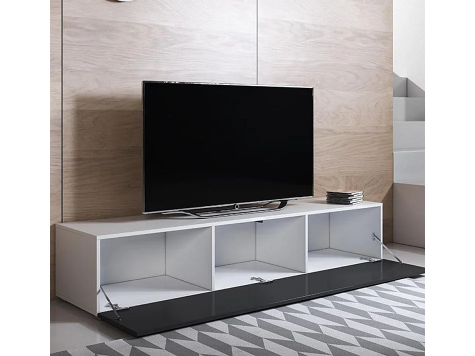Meuble TV pour Salon Salle à manger en Blanc et Noir 160x40x32cm Luke H2