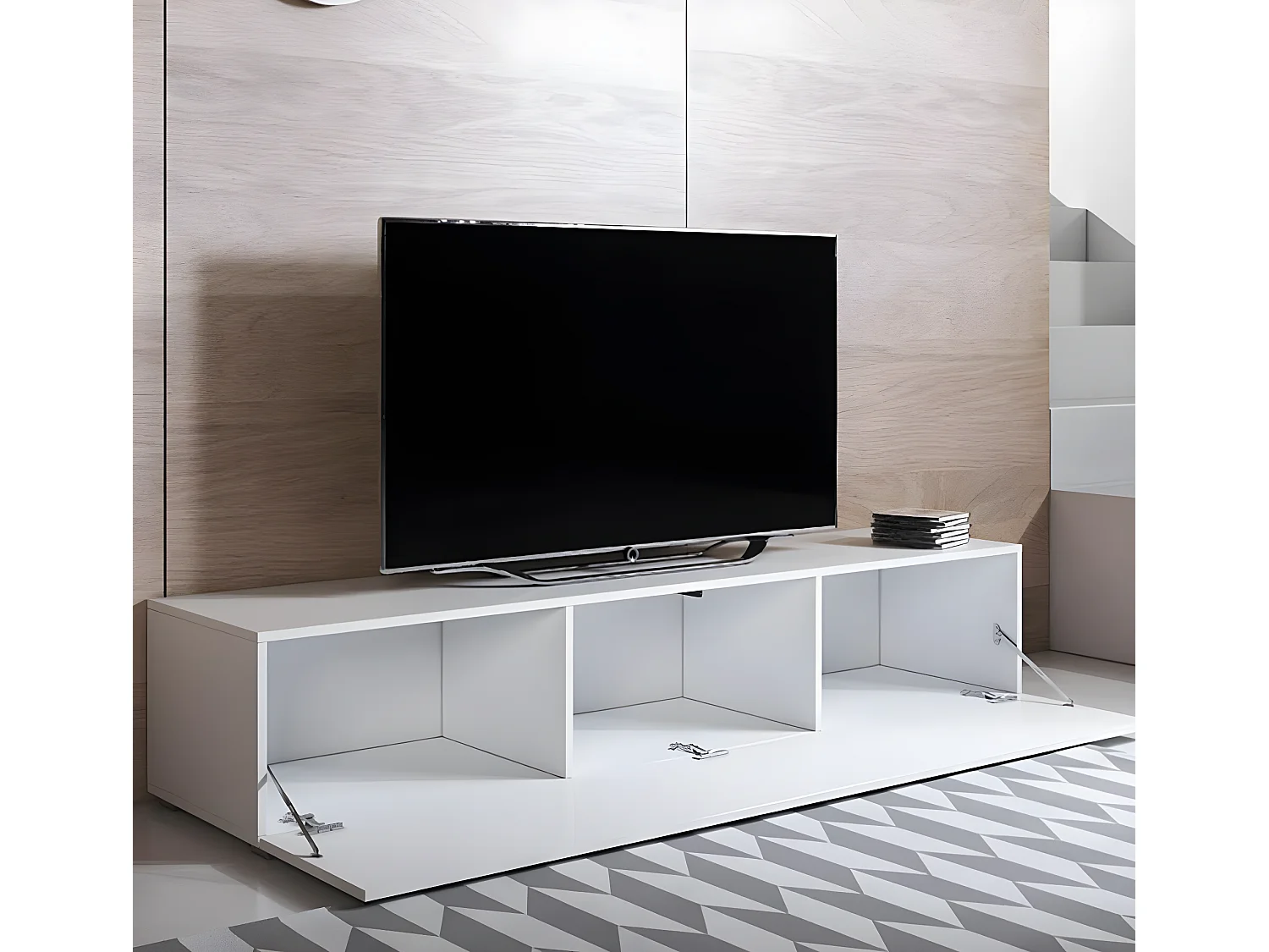 Mueble TV para Salón comedor en Blanco 160x40x32cm Luke H2