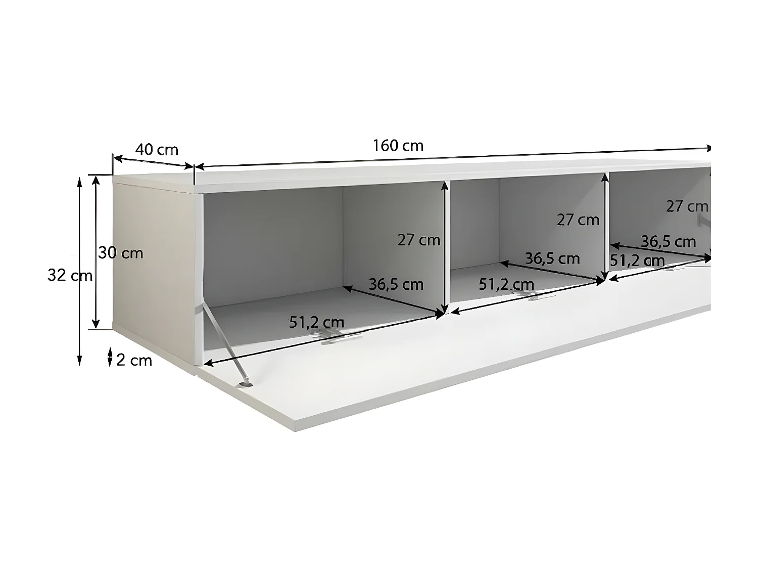 Mueble TV para Salón comedor en Blanco 160x40x32cm Luke H2