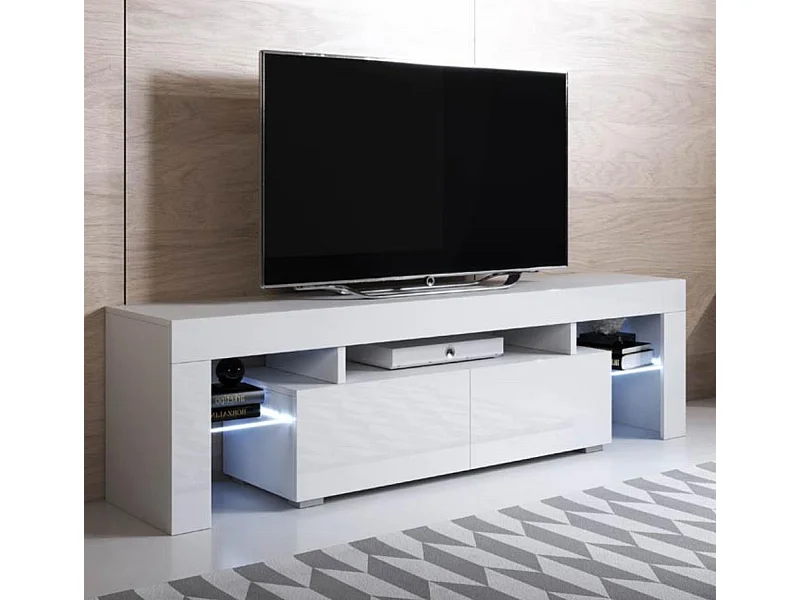 Mueble TV para Salón comedor en Blanco con LED 160x35x45cm Unai