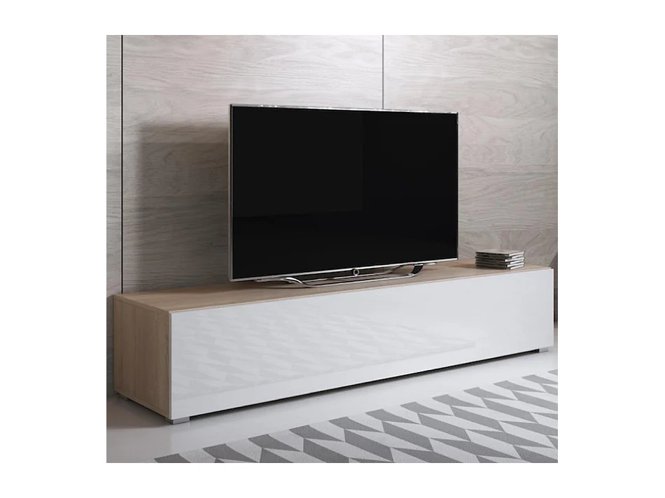 Mueble TV para Salón comedor en Sonoma y Blanco 160x40x32cm Luke H2