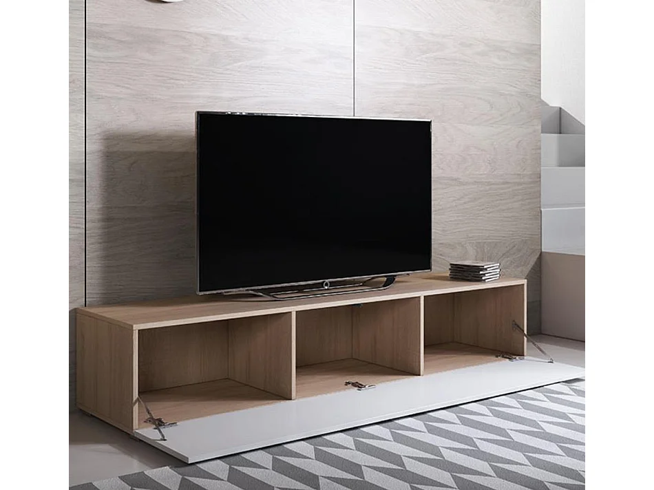 Mueble TV para Salón comedor en Sonoma y Blanco 160x40x32cm Luke H2