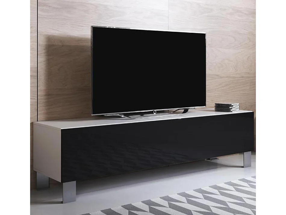 Mueble TV para Salón comedor en Blanco y Negro 160x40x42cm Luke H2