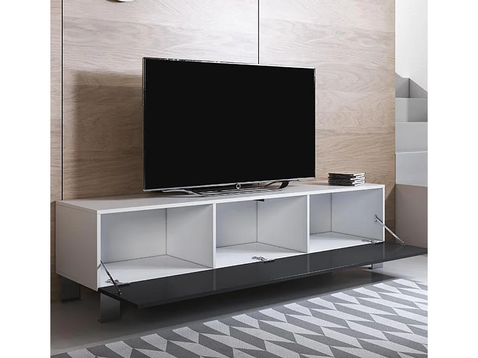 Mueble TV para Salón comedor en Blanco y Negro 160x40x42cm Luke H2
