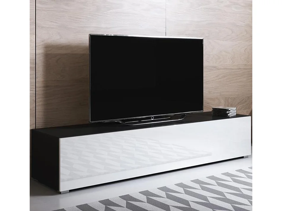 Mueble TV para Salón comedor en Negro y Blanco 160x40x32cm Luke H2