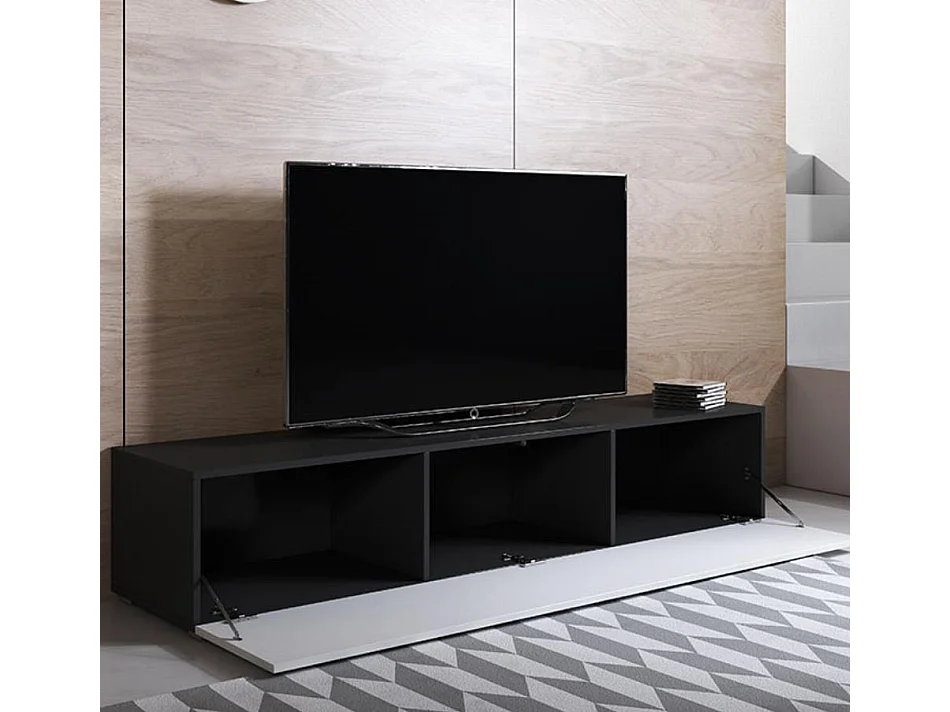 Mueble TV para Salón comedor en Negro y Blanco 160x40x32cm Luke H2