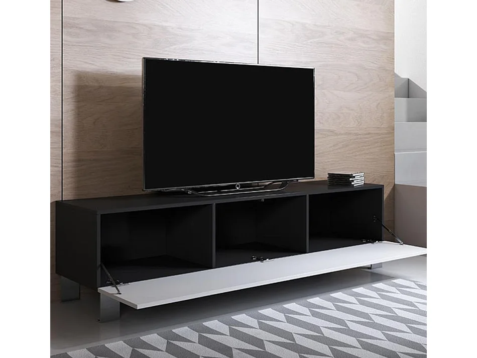 Mueble TV para Salón comedor en Negro y Blanco 160x40x42cm Luke H2