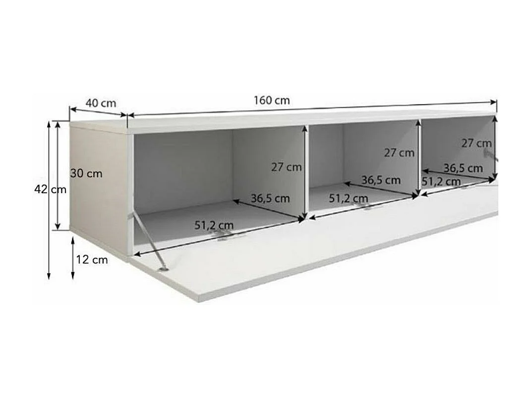 Mueble TV para Salón comedor en Blanco 160x40x42cm Luke H2