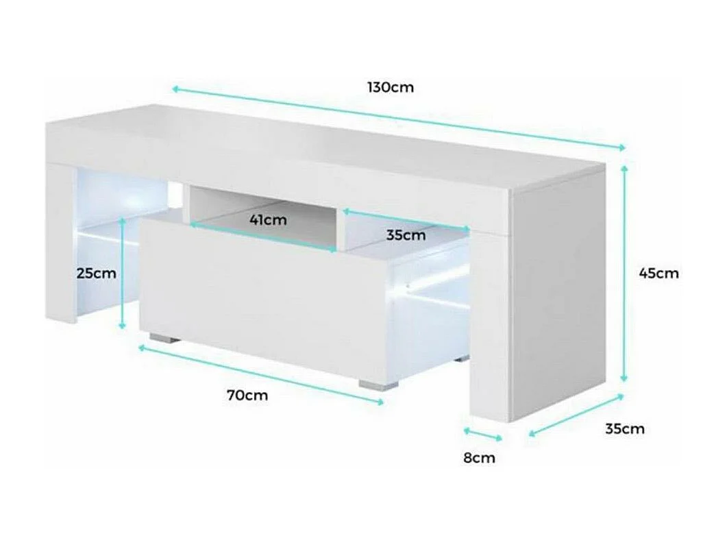 Mueble TV para Salón comedor en Negro con LED 130x35x45cm Elio