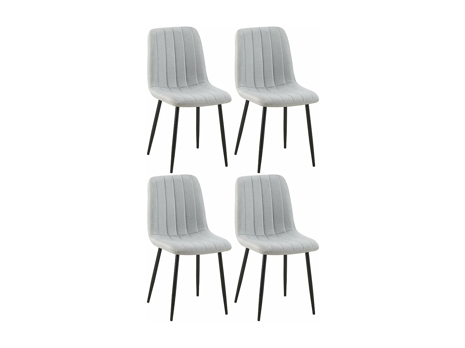 Set de 4 sillas de comedor costuras decorativas en tela gris base metal negro M10_001772