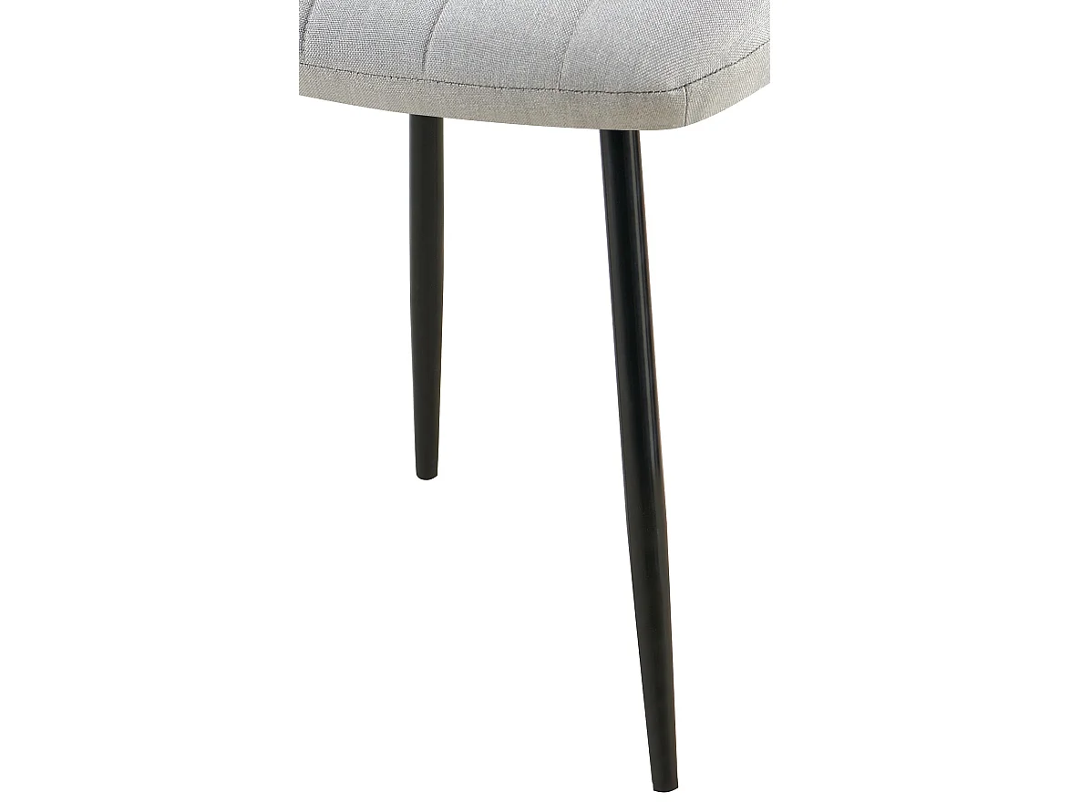 Set de 4 sillas de comedor costuras decorativas en tela gris base metal negro M10_001772