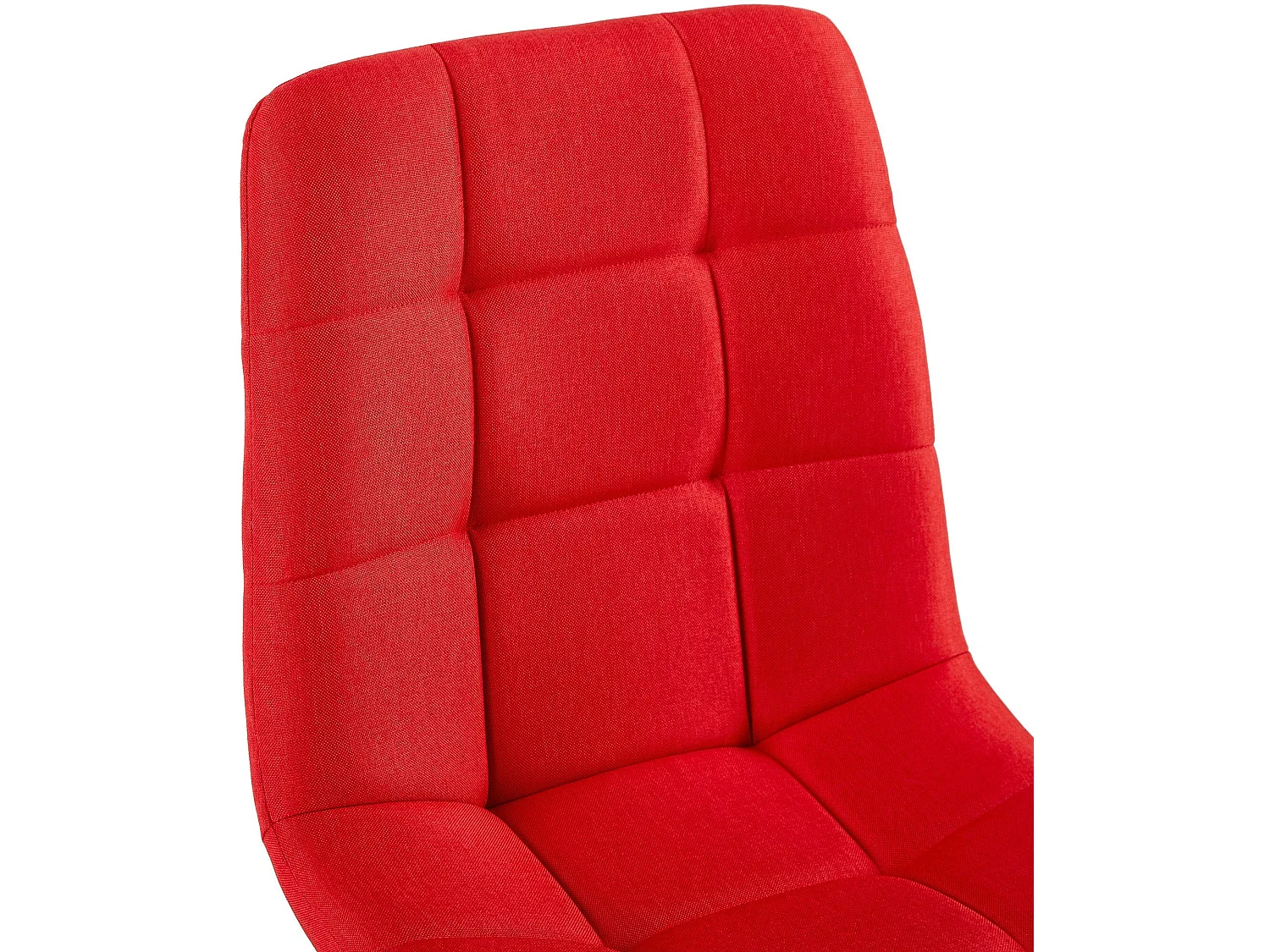 Silla de comedor costuras decorativas en forma de cuadros en tela rojo pie metal negro mate M10_001997