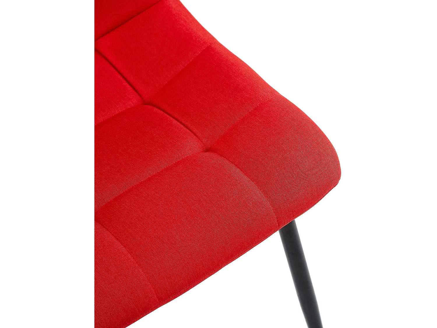 Silla de comedor costuras decorativas en forma de cuadros en tela rojo pie metal negro mate M10_001997