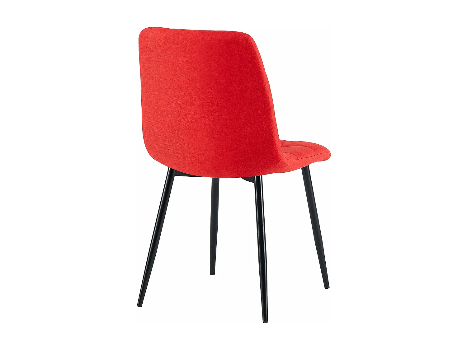 Silla de comedor costuras decorativas en forma de cuadros en tela rojo pie metal negro mate M10_001997