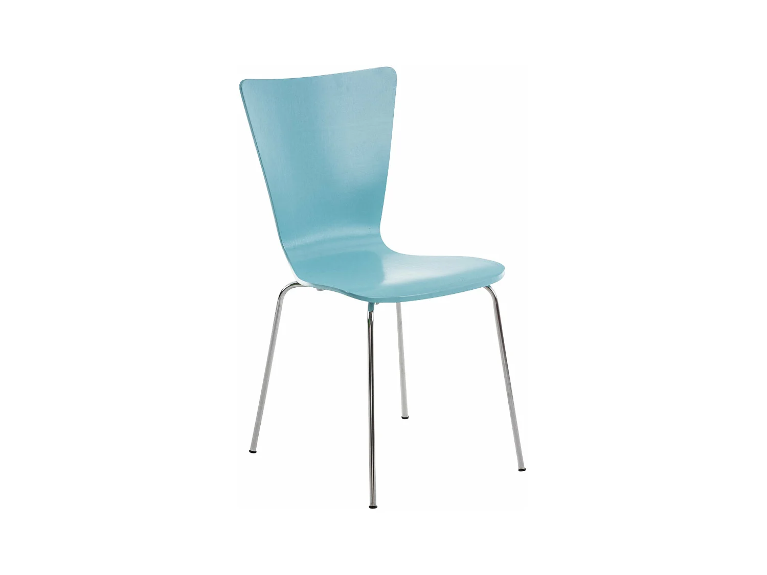 Silla de cocina o comedor diseño simple madera azul claro pie metal cromado M10_001876