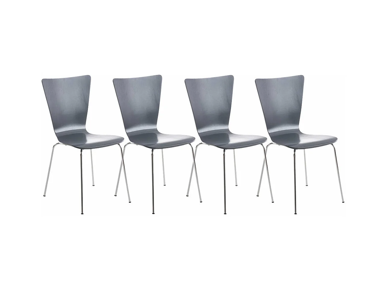 Conjunto de 4 sillas de cocina comedor visita madera gris y metal cromado M10_000982