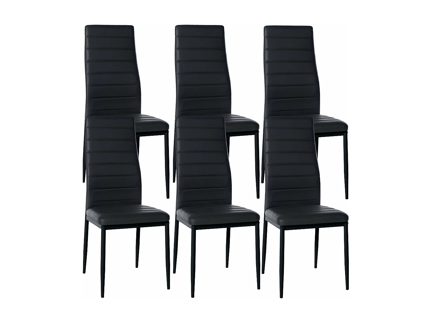 Juego de 6 sillas de comedor estilo simple polipiel negro y metal M10_001841