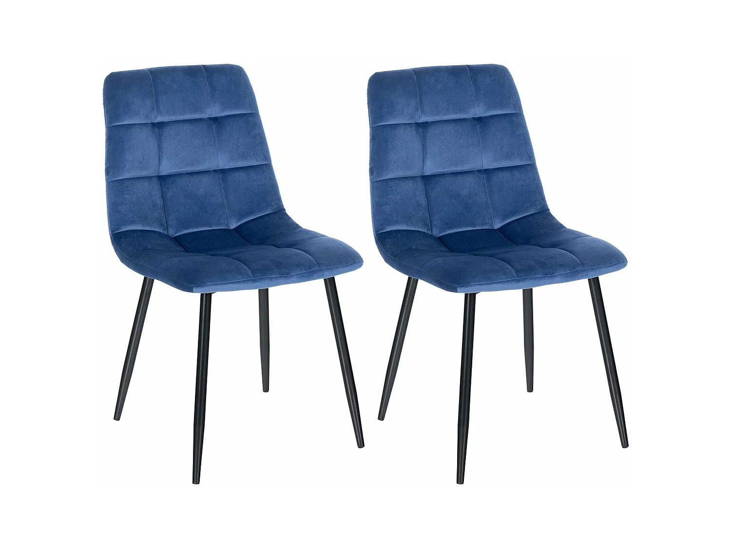 Set de dos sillas de comedor en terciopelo azul y metal M10_001852