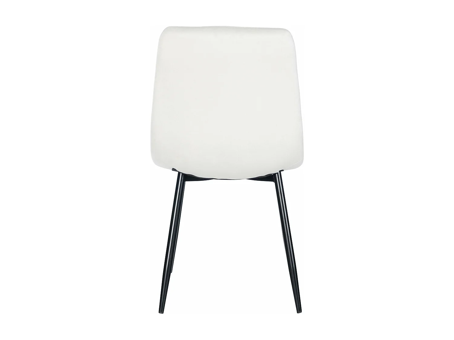 Silla de comedor costuras decorativas en forma de cuadros en terciopelo blanco crema pie metal negro mate M10_002000