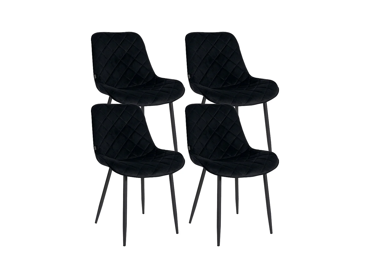 4x sillas de comedor cocina salon diseño moderno en terciopelo negro y metal negro mate M10_001722