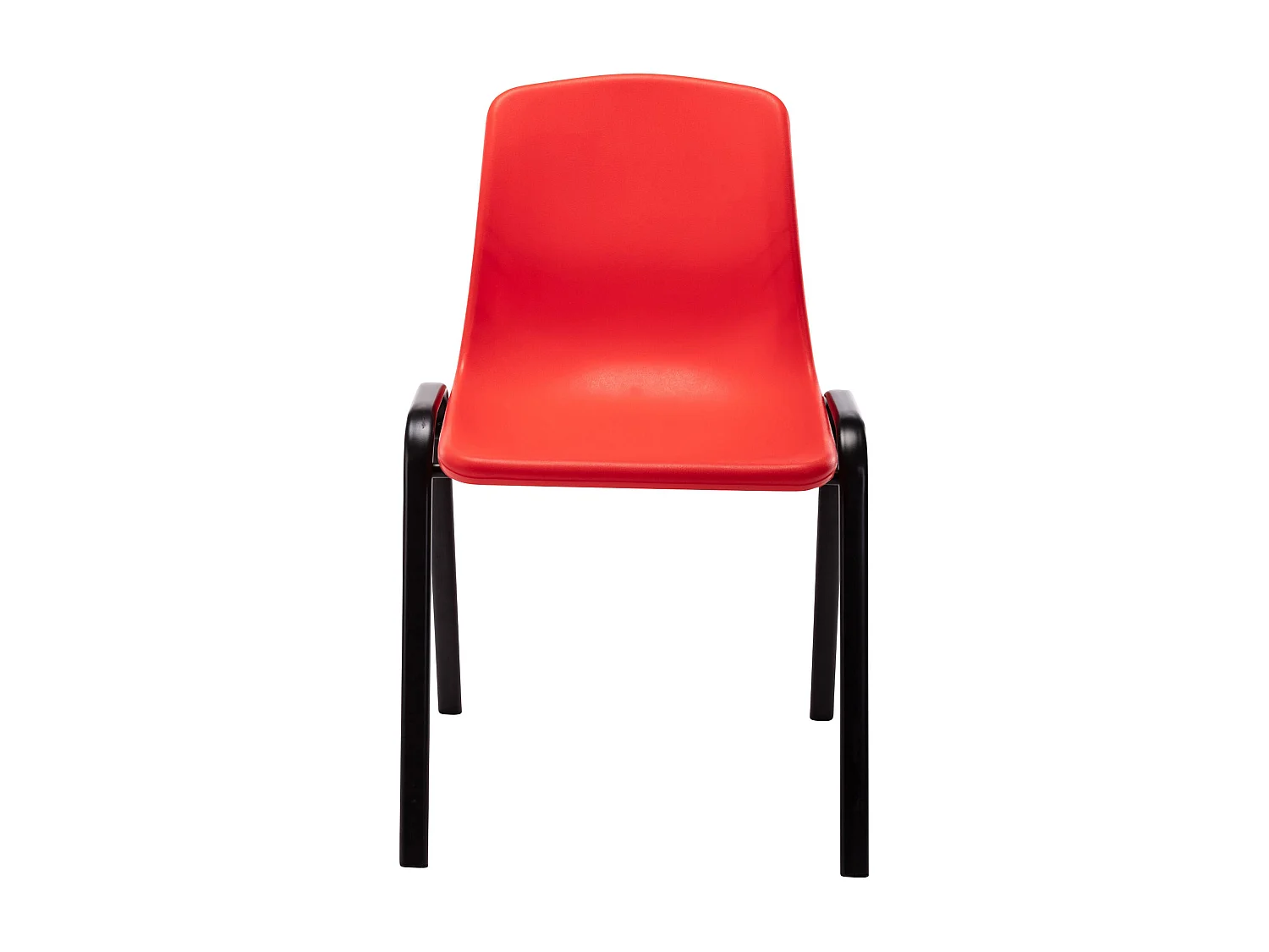 Set de 4 sillas apilables de cocina oficina plástico rojo pie metal negro mate M10_001676