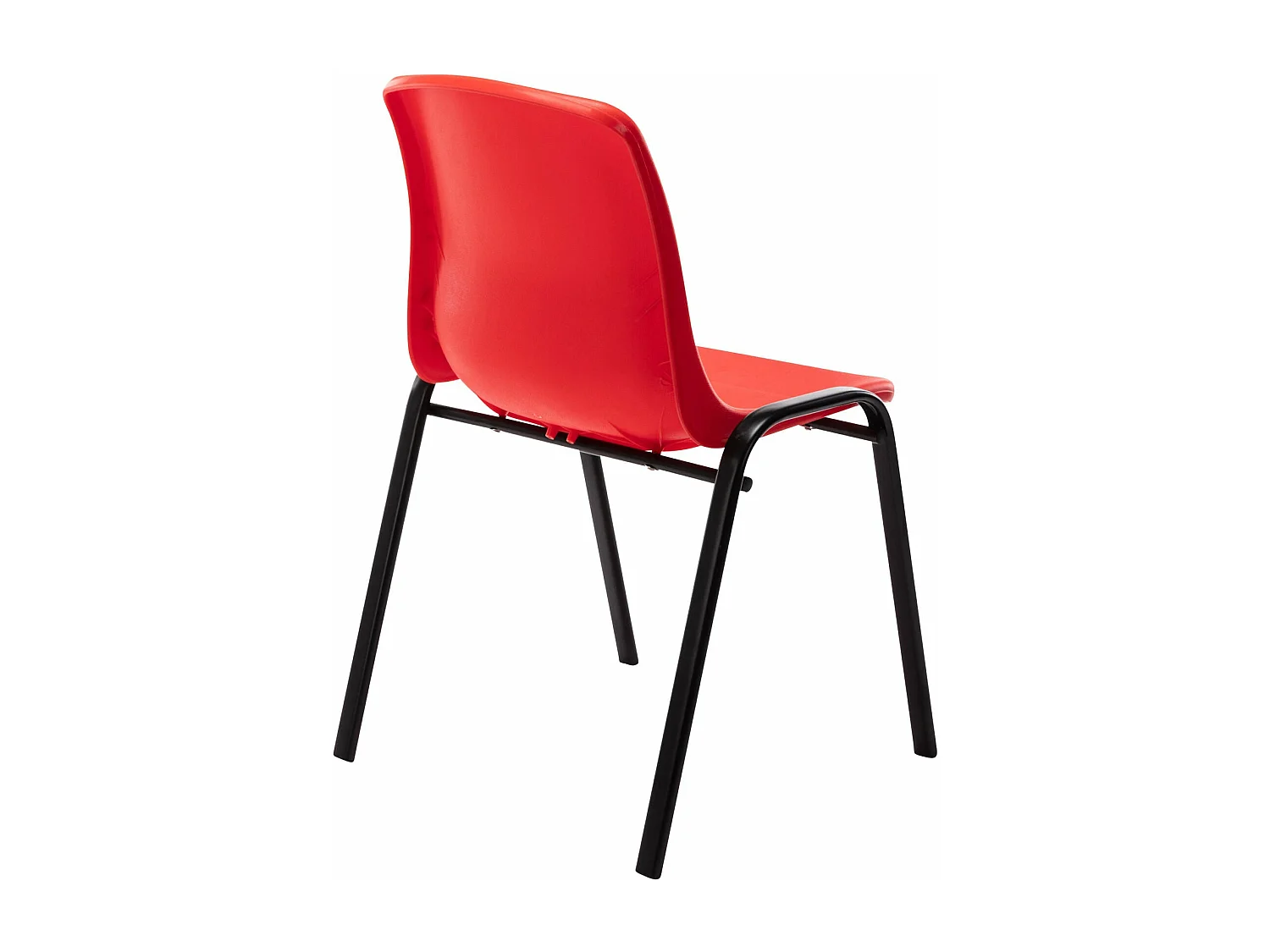 Set de 4 sillas apilables de cocina oficina plástico rojo pie metal negro mate M10_001676