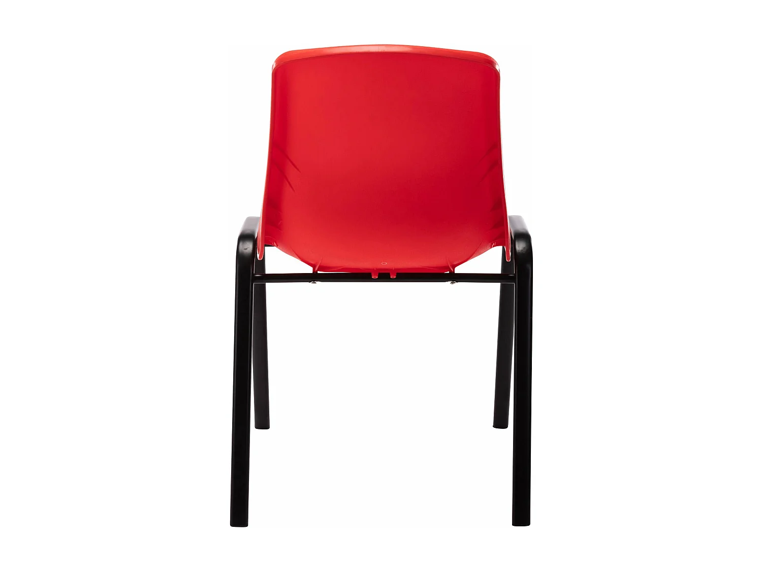 Set de 4 sillas apilables de cocina oficina plástico rojo pie metal negro mate M10_001676