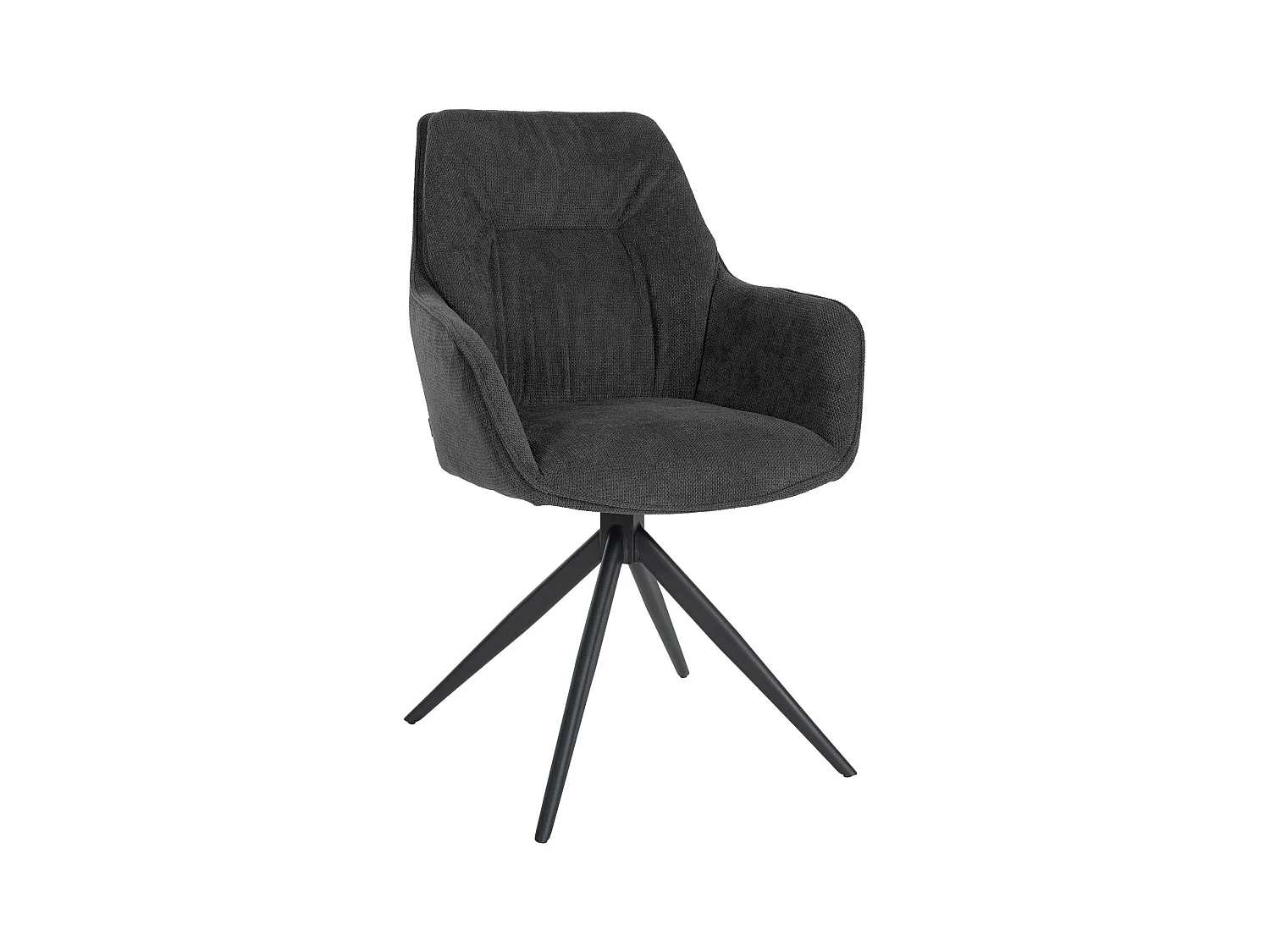 Silla de comedor función giratoria cómodo acolchado en tela gris oscuro marco metal negro mate M10_002141