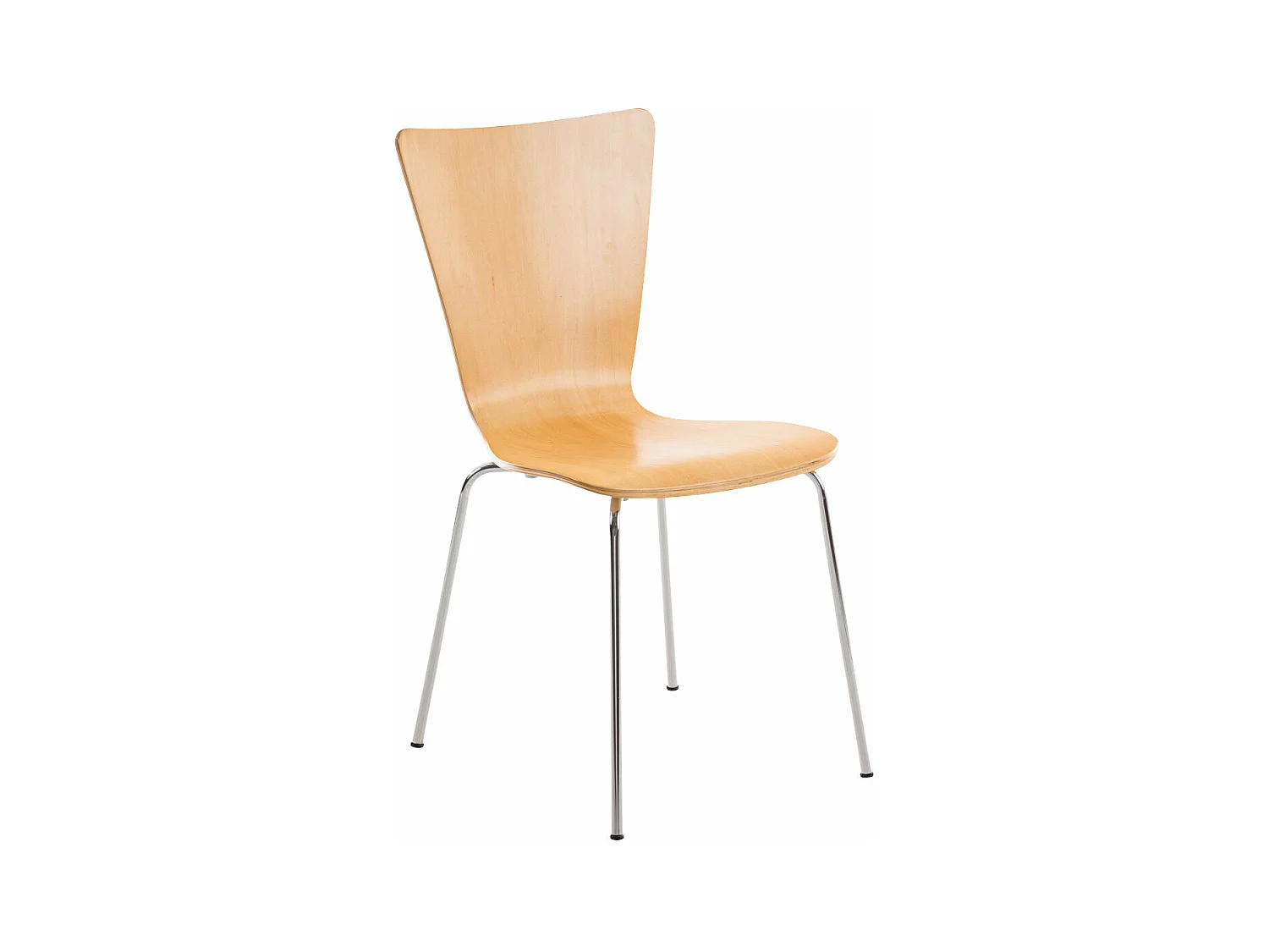 Silla de cocina o comedor diseño simple madera color natural pie metal cromado M10_001882